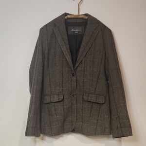 Eddie Bauer Classic Wool Blend Blazer - Brown Pinstripe - Women's 10 EUC